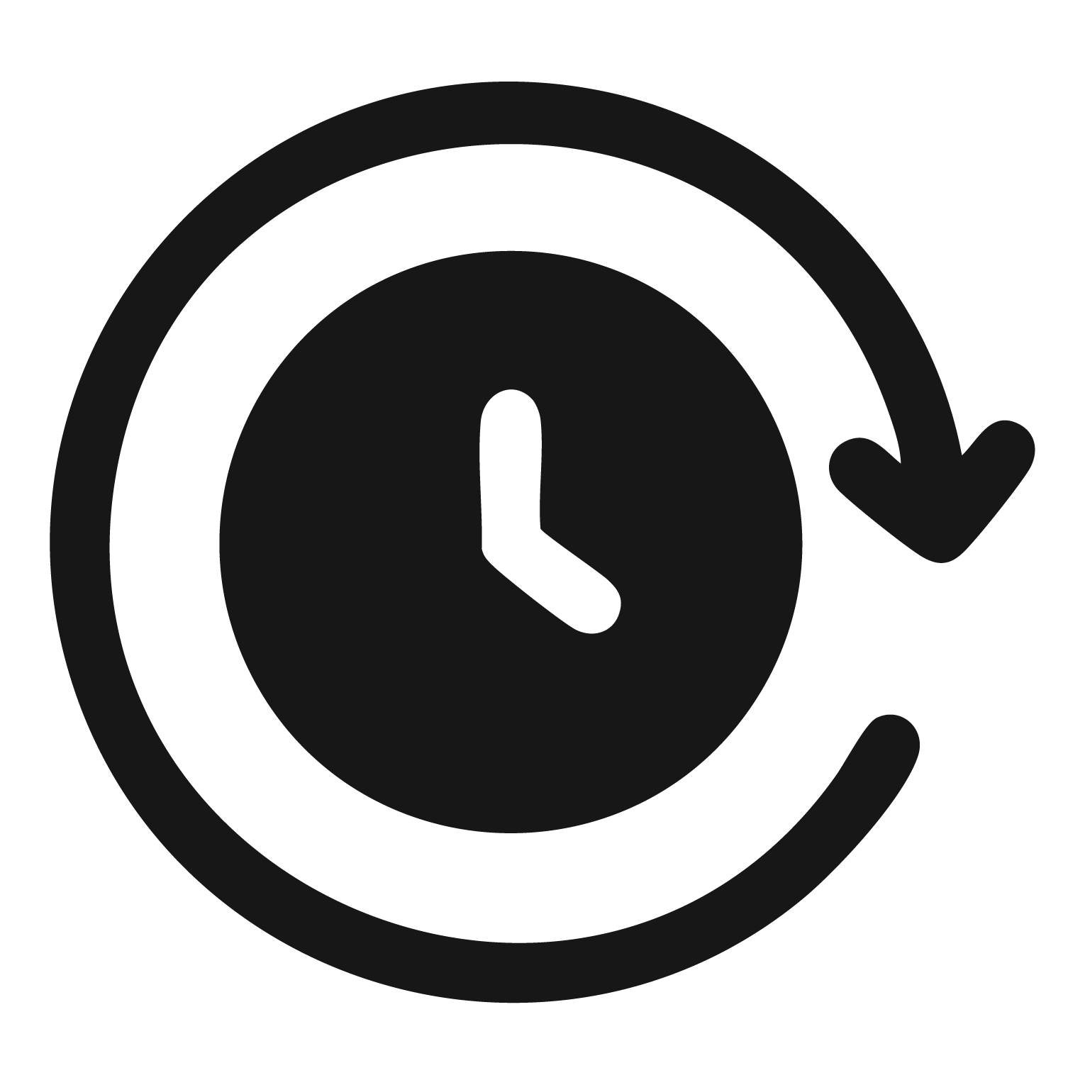 icon of a clock running backwards